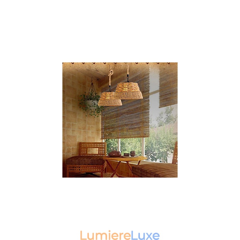 Lustre industriel créatif en corde de chanvre nordique pour repas