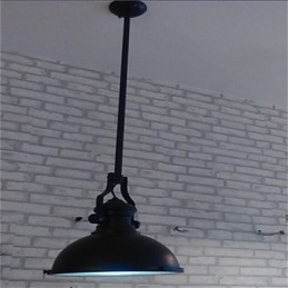 Lustre en fer de style campagnard américain Lustre éolien industriel noir à tête unique