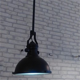 Lustre en fer de style campagnard américain Lustre éolien industriel noir à tête unique