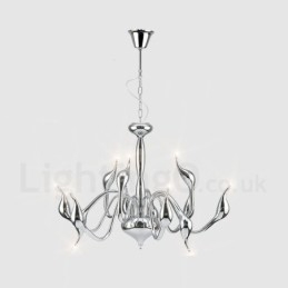 Lustre moderne à 12 lampes en métal chromé en forme de cygne