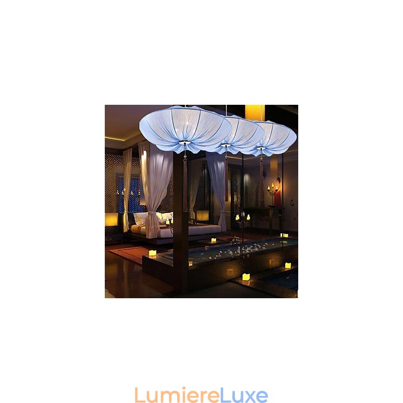 Lustre créatif rond en tissu rouge avec feuille de lotus, idéal pour un mariage, un festival ou un festival