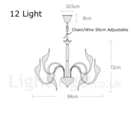 Lustre moderne à 12 lampes en métal chromé en forme de cygne