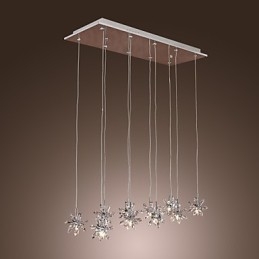 Suspension moderne contemporaine en métal chromé et cristal