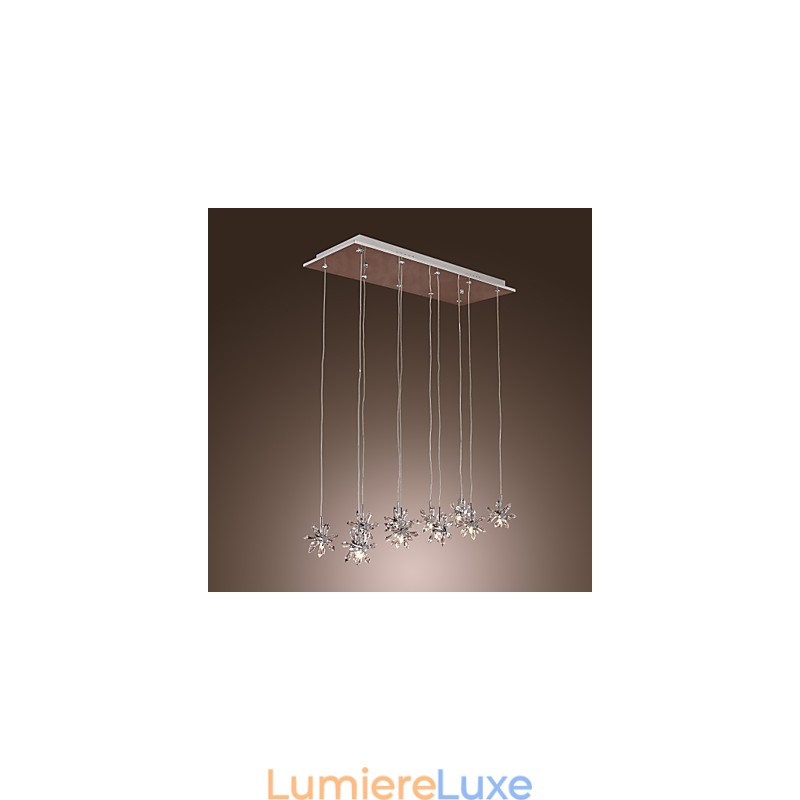 Suspension moderne contemporaine en métal chromé et cristal