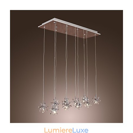 Suspension moderne contemporaine en métal chromé et cristal Suspension moderne contemporaine en métal chromé et cristal