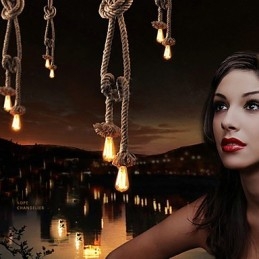 Lustre créatif multifonctionnel en corde de chanvre