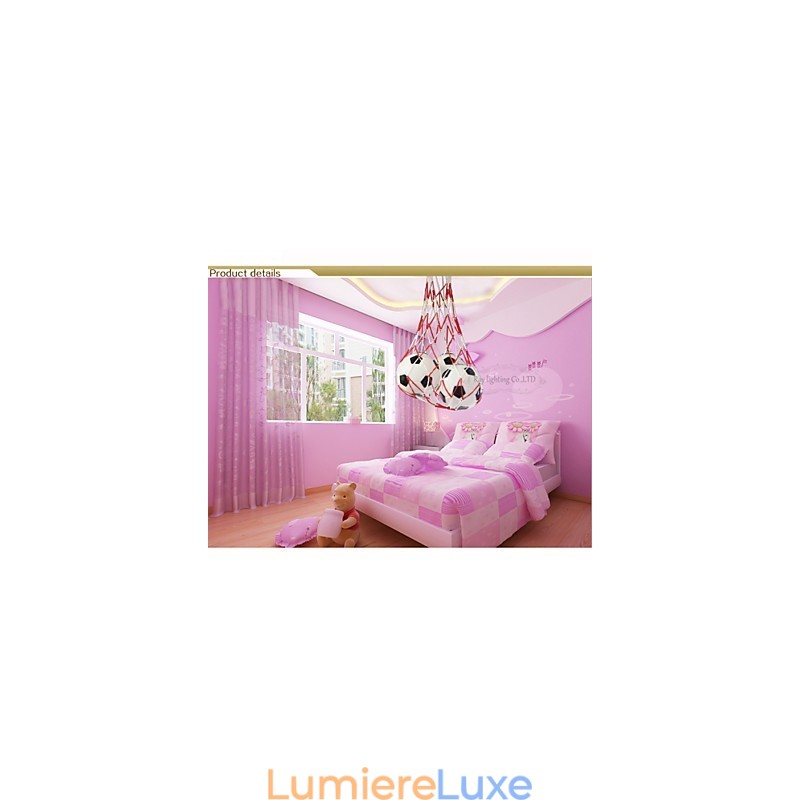Lampe suspendue minimaliste moderne à 3 lumières pour enfants, motif football
