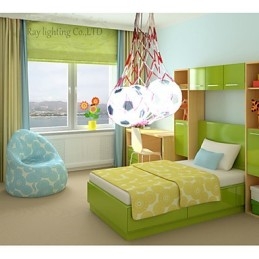 Lampe suspendue minimaliste moderne à 3 lumières pour enfants, motif football