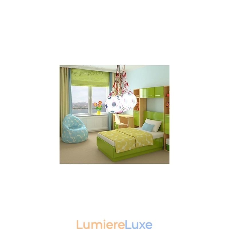 Lampe suspendue minimaliste moderne à 3 lumières pour enfants, motif football