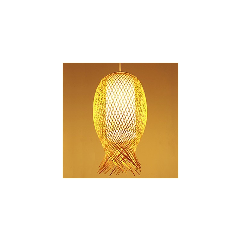 Lampe suspendue en bambou tissé moderne pour salon de thé