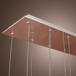 Suspension moderne contemporaine en métal chromé et cristal