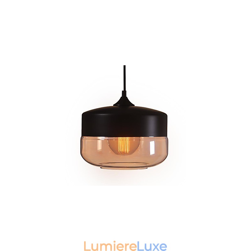 WestMenLights Plafonnier suspendu vintage moderne en verre peint noir, diamètre 250 mm