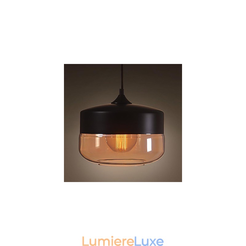 WestMenLights Plafonnier suspendu vintage moderne en verre peint noir, diamètre 250 mm