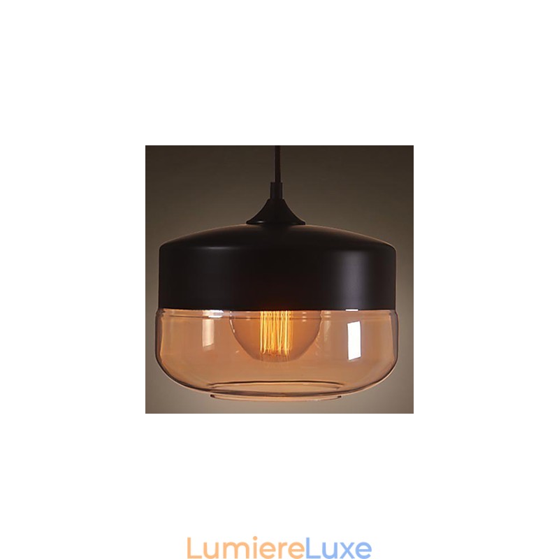 WestMenLights Plafonnier suspendu vintage moderne en verre peint noir, diamètre 250 mm