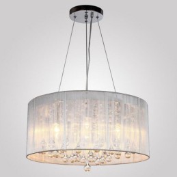Lustre traditionnel classique en cristal et métal chromé