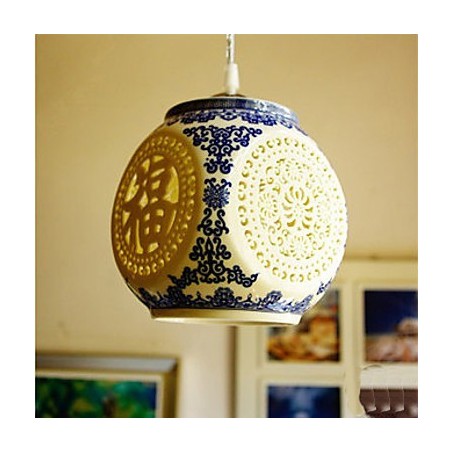 Lampe rétro en céramique pour escaliers, lustre bleu à une tête, créatif Lampe rétro en céramique pour escaliers, lustre bleu à une tête, créatif