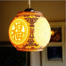 Lampe rétro en céramique pour escaliers, lustre bleu à une tête, créatif