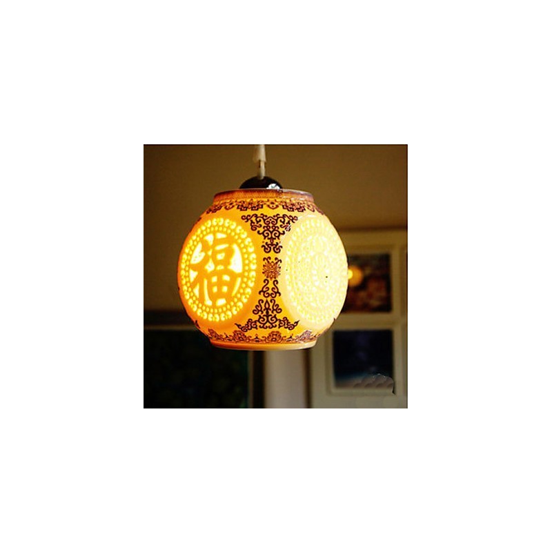 Lampe rétro en céramique pour escaliers, lustre bleu à une tête, créatif