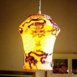 Lampe rétro en céramique, escalier, lustre bleu à une tête, créatif