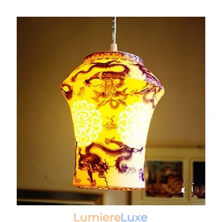 Lampe rétro en céramique, escalier, lustre bleu à une tête, créatif Lampe rétro en céramique, escalier, lustre bleu à une tête, créatif
