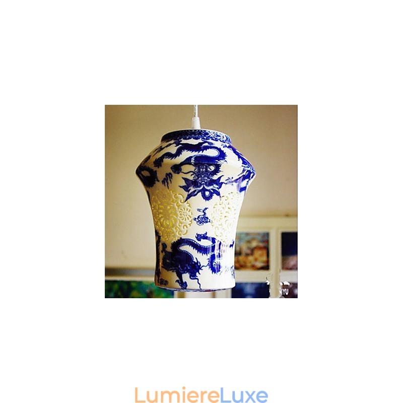 Lampe rétro en céramique, escalier, lustre bleu à une tête, créatif