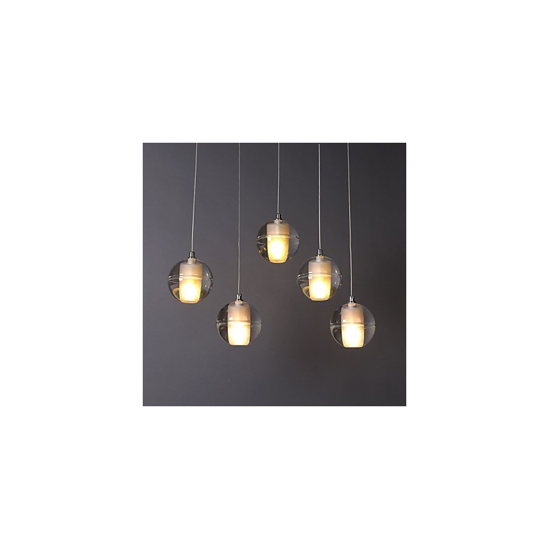 Lampe suspendue décorative en pierre de verre et cristal à 1 lumière pour café