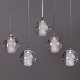 Lampe suspendue décorative en pierre de verre et cristal à 1 lumière pour café