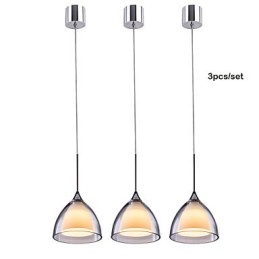 Suspension îlot à 1 lumière à deux niveaux en verre transparent et chrome poli