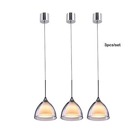 Suspension îlot à 1 lumière à deux niveaux en verre transparent et chrome poli Suspension îlot à 1 lumière à deux niveaux en verre transparent et chrome poli