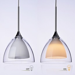 Suspension îlot à 1 lumière à deux niveaux en verre transparent et chrome poli
