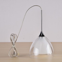 Suspension îlot à 1 lumière à deux niveaux en verre transparent et chrome poli