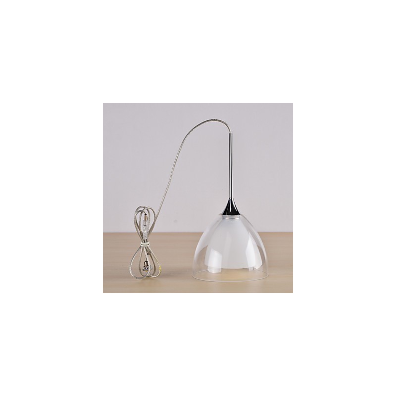 Suspension îlot à 1 lumière à deux niveaux en verre transparent et chrome poli