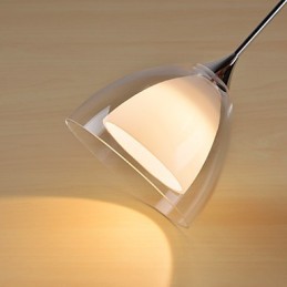 Suspension îlot à 1 lumière à deux niveaux en verre transparent et chrome poli