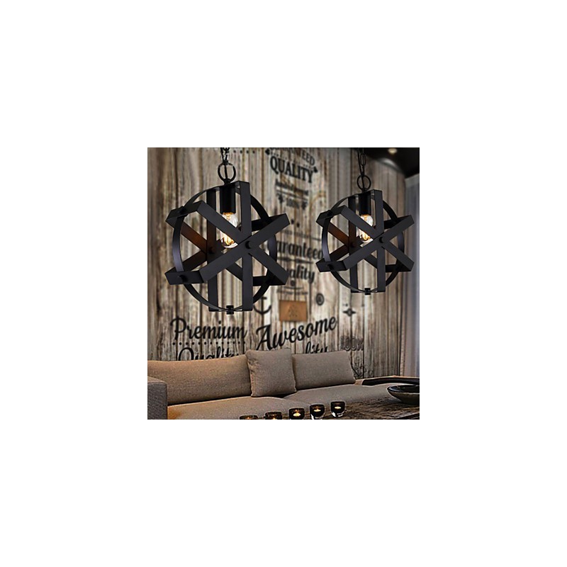 Lustre suspendu rond industriel de style vintage, luminaire décoratif pour loft, ameublement de maison
