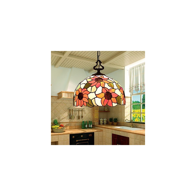 Lustre en vitrail des arts créatifs ruraux européens, restauration des anciennes manières de la lampe