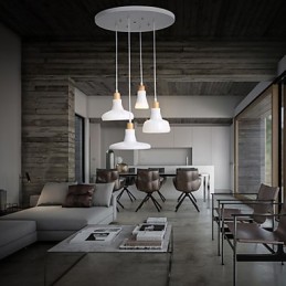 Suspension créative à 4 lumières avec abat-jour en fer