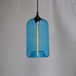 Suspension design bouteille 1 lumière avec abat-jour transparent