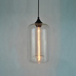 Suspension design bouteille 1 lumière avec abat-jour transparent