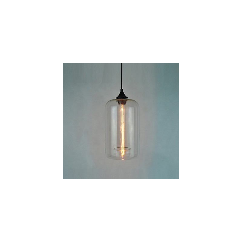 Suspension design bouteille 1 lumière avec abat-jour transparent