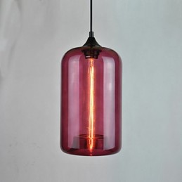 Suspension design bouteille 1 lumière avec abat-jour transparent