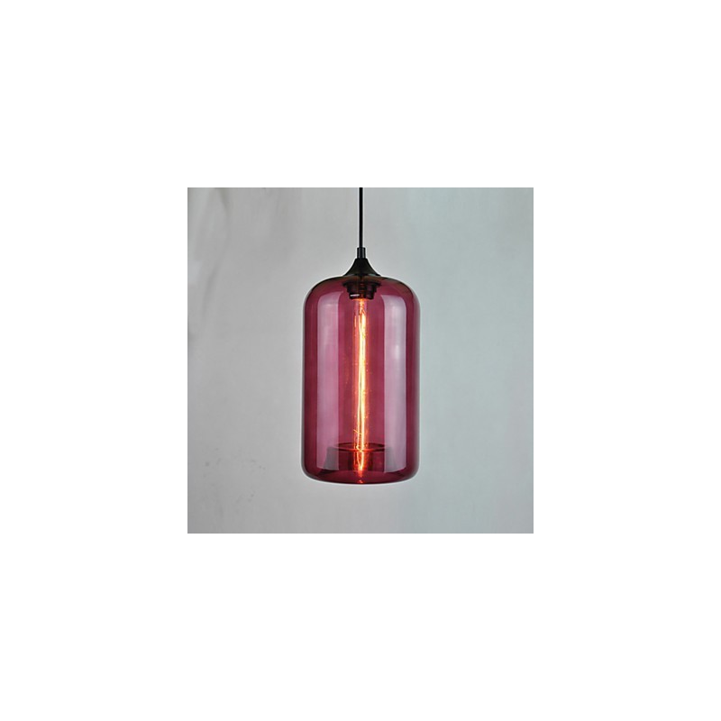 Suspension design bouteille 1 lumière avec abat-jour transparent