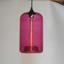 Suspension design bouteille 1 lumière avec abat-jour transparent