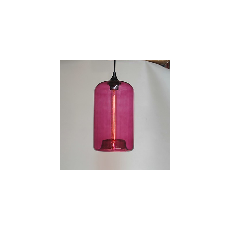 Suspension design bouteille 1 lumière avec abat-jour transparent