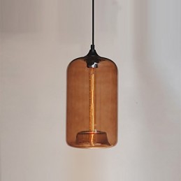 Suspension design bouteille 1 lumière avec abat-jour transparent