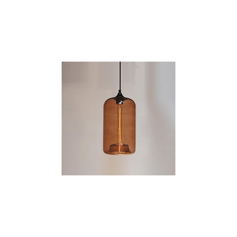 Suspension design bouteille 1 lumière avec abat-jour transparent