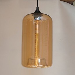 Suspension design bouteille 1 lumière avec abat-jour transparent