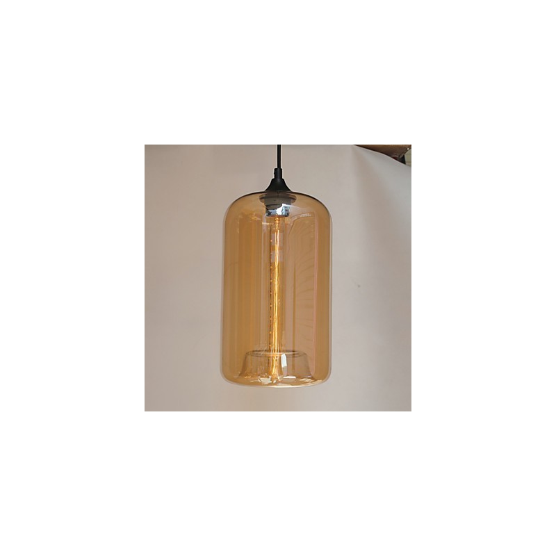 Suspension design bouteille 1 lumière avec abat-jour transparent