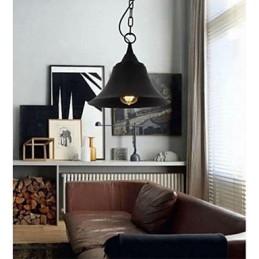 Suspension vintage en métal noir mat de taille moyenne en forme de cloche