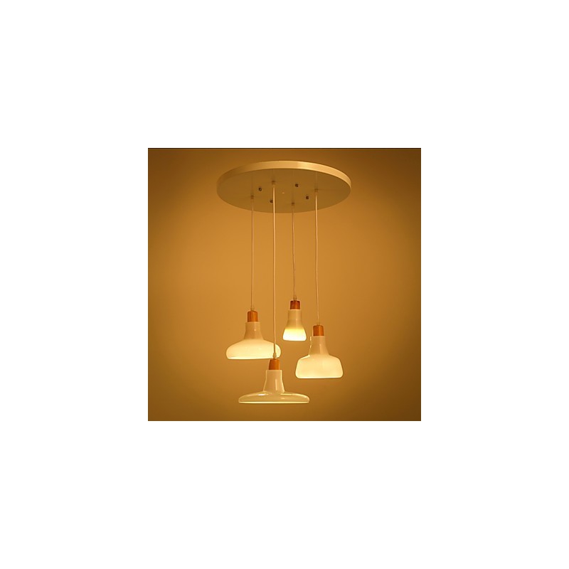 Suspension créative à 4 lumières avec abat-jour en fer