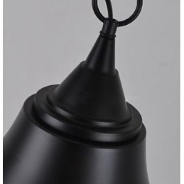 Suspension vintage en métal noir mat de taille moyenne en forme de cloche